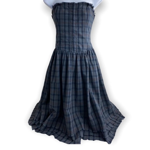 Anthropologie Maeve Gray Plaid Strapless Corset Dress size 0 - Picture 12 of 12
